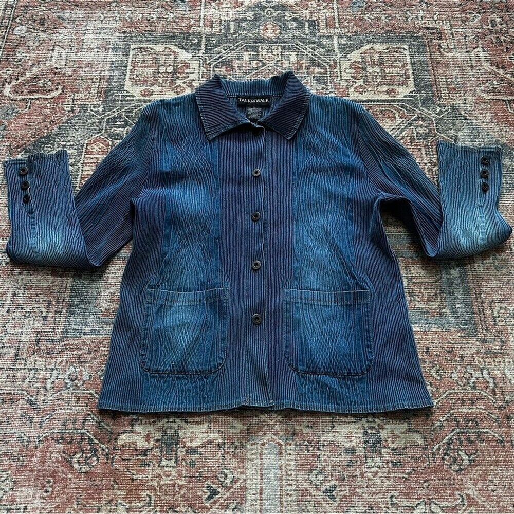 VTG 90s Talk of the Walk Stretch Denim Button Down/Size XL
